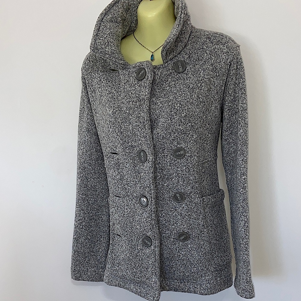 Patagonia Gray Fleece Jacket 10 Button Down Excellent Sz Small